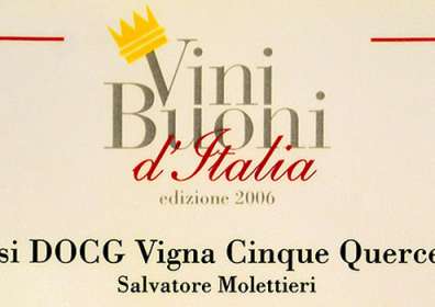 Good Wines of Italy: Corona a Taurasi DOCG “Vigna Cinque Querce” 2001