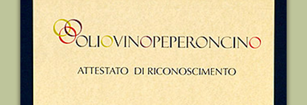 Certificate of Recognition issued by OlioVinoPeperoncino on the occasion of “Terre di Aglianico. Montemarano Wine Experience”